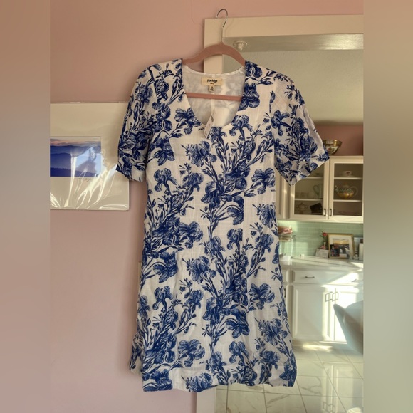 Anthropologie Porridge Short-Sleeve Crew-Neck Linen Printed Mini Dress NWT - Picture 9 of 9